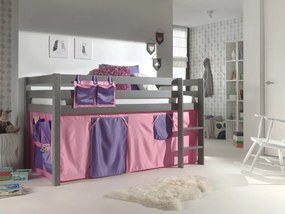 Pat copii supraînălțat cu husă Bella pentru copii – Vipack Pino Gri [Dimensiuni: 200x90x114 cm]