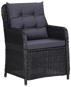 Set mobilier pentru grădină, 5 piese, negru