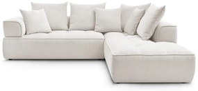 Colțar bej cu tapițerie din chenille (cu colț pe partea dreaptă/în formă de ”L”) Whesley – Bobochic Paris