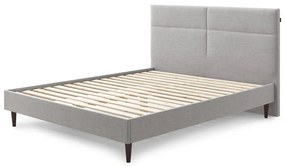 Pat matrimonial 160x200 cm gri deschis tapițat cu somieră Elyna – Bobochic Paris