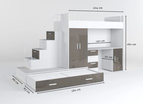 Pat pentru copii Ruby V (Alb + gri) (cu somieră). 611116