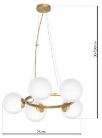 Lustră pe cablu VIENNA 5xE14/40W/230V auriu