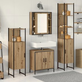 vidaXL Set de mobilă pentru baie în 4 piese Stejar Artizanal Lemn Compus