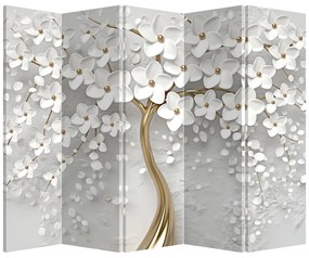 Paravan - Copac alb cu flori (210x170 cm)