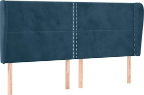 vidaXL Tăblie pat cu urechi albastru închis 163x23x118/128 cm catifea