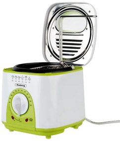 Resigilat: Friteuza mini Rosberg R51980B, 950W, 1 litru, termostat, strat antiaderent, alb / verde