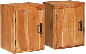 vidaXL Noptieră 2 pcs Maro 35 x 33 x 48 cm Lemn Solid de Acacia