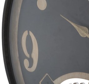 Ceas decorativ negru/maro din MDF si metal, ∅ 67 cm, Gear Mauro Ferretti