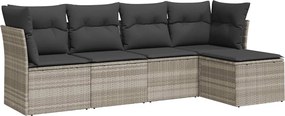 vidaXL Set canapele de grădină cu perne, 5 piese gri deschis poliratan