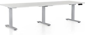 Masa inaltime reglabila OfficeTech Long, 240 x 80 cm, bază gri, gri deschis