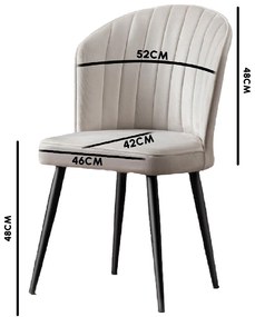 Set 2 scaune haaus Rubi, Crem/Negru, textil, picioare metalice