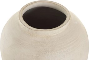 Vază decorativă tip tibor, stil rustic natural, culoare teracotă cu blat natur, din lemn de mango, „Tibor”