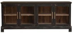 Bufet din lemn masiv și sticlă, 4 uși, aspect rustic, Anvers