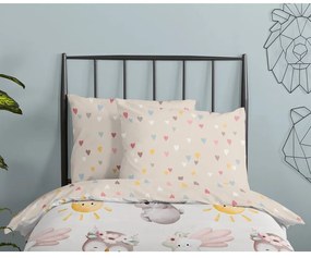 Lenjerie de pat pentru copii maro-bej din bumbac pentru pătuț 100x135 cm Hugs – Good Morning