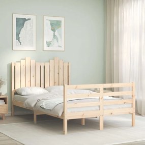 3194151 vidaXL Cadru de pat cu tăblie, dublu mic, lemn masiv