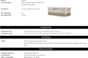 Canapea design LUX Dorantes, Boucle sonata crem