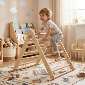 Montessori Triunghiul Pikler 3în1, natural/mix de culori, OPRIN