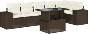 vidaXL Set canapele de grădină cu perne, 7 piese, maro, poliratan