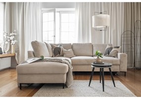 Colțar bej extensibil cu tapițerie din catifea reiată (cu colț pe partea stângă ) Lofty Lilly – Miuform