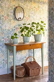 Ghiveci din ceramică pictat manual cu dungi, Ø 19 x H 16 cm, verde închis, „Miriam"