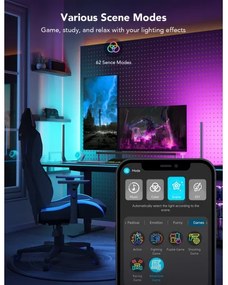 Govee - Panouri LED Smart Wi-Fi pentru gaming + Telecomandă duală Smart, alb (Wi-Fi)