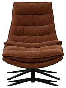 Fotoliu cu taburet maro pivotant cu tapițerie din chenille Kube – WOOOD