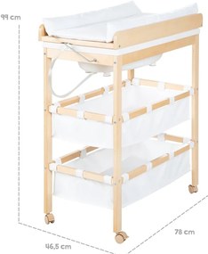 Masă de înfășat albă/în culoare naturală cu aspect de lemn de mesteacăn Baby Pool – Roba