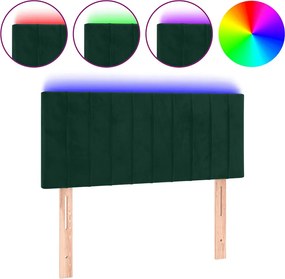 vidaXL Tăblie de pat cu LED, verde închis, 90x5x78/88 cm, catifea