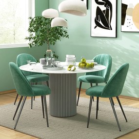 HOMCOM Set de 4 Scaune Tapițate Moderne cu Spătar Curbat, Catifea, Scaune din Țesătură, 50x52x83 cm, Verde | Aosom Romania