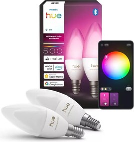 Set de 2 becuri LED RGBW dimabile Philips Hue WACA B39 E14/3,7W/230V 1000-20000K