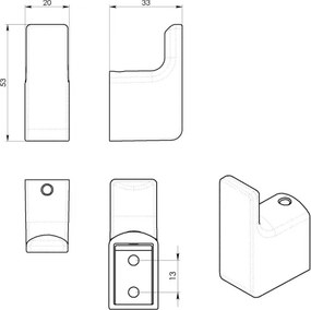 Gedy - Set de 2 cârlige de perete PIRENEI, auriu mat