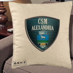 Perna Personalizata CSM Alexandria Fotbal, 40x40 cm, Bej, Husa Detasabila, Perna Inclusa, BEKZ®