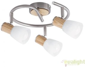 Lustra, Plafoniera cu 3 spoturi, finisaj crom/fag, diametru 25,5cm, Gavin 6488 RX