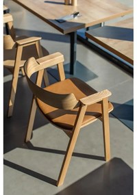 Scaun de dining maro/în culoare naturală cu cotiere din piele Flip – Gazzda