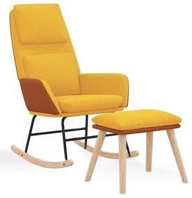 3097797 vidaXL Scaun balansoar cu taburet, galben muștar, textil