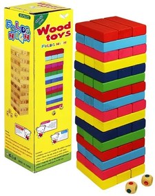 Turn Jenga Wood Toys, din lemn, colorat