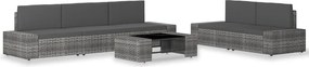 vidaXL Set mobilier de grădină, 6 piese, gri, poliratan