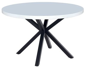 Masa de sufragerie, alb mat/ negru, diametru 120 cm, medor