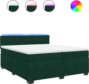 vidaXL Pat box spring cu saltea, verde închis, 200x200 cm, catifea