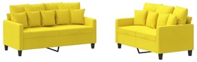 3201653 vidaXL Set de canapele cu perne, 2 piese, galben deschis, textil
