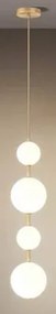 Pendul LED cu 3 Tipuri de Lumina, Inaltime Reglabila, Patru Globuri, 80W, Auriu