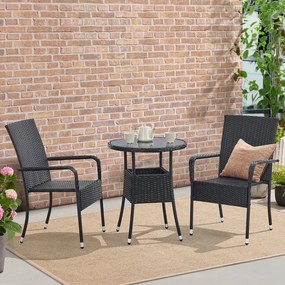 Juskys Masa rotunda Yoro Ø60 cm din ratan - negru