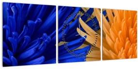 Tablou detailat cu flori (cu ceas) (90x30 cm)