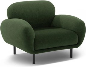 Fotoliu verde cu tapițerie din țesătură bouclé Poppy – Micadoni