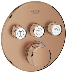 Grohe Grohtherm SmartControl Baterie dus cu termostat si 3 iesiri, rotunda, cupru mat (brushed warm sunset)