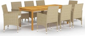 vidaXL Set mobilier de grădină, 9 piese, bej