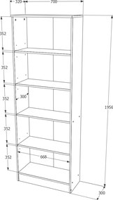 Biblioteca Flint, cu Usi Inferioare si 2 Polite, Stejar Bronz, 70 x 32 x 196 cm