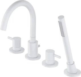 Baterie cada-dus 4 elemente Omnires Y monocomanda finisaj alb mat cu set de dus