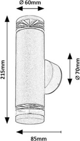Rabalux 77072 - Aplica de exterior TORNIO, 2x GU10 (10W), 230V, IP54, antracit