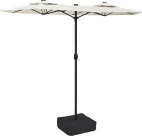 vidaXL Umbrelă de grădină cu două capete, alb nisipiu, 316x145 cm